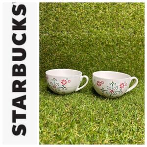 Starbucks‎ Holiday 2006 Coffee Cups Mugs Set of 2 Floral Design 8oz